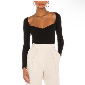 MAJORELLE Black Ribbed Knit Top - Revolve - Size S